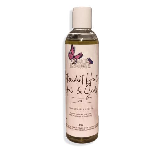 Antioxidant Healing Hair & Scalp Oil A natural Scalp and Hair Oil infused with Antioxidants that Promotes Healing and scalp health while Strengthening, Softening, Conditioning, Reducing Dandruff and Adding Shine w/Jamaican Black Castor Oil, while Targeting other Common Scalp Conditions.