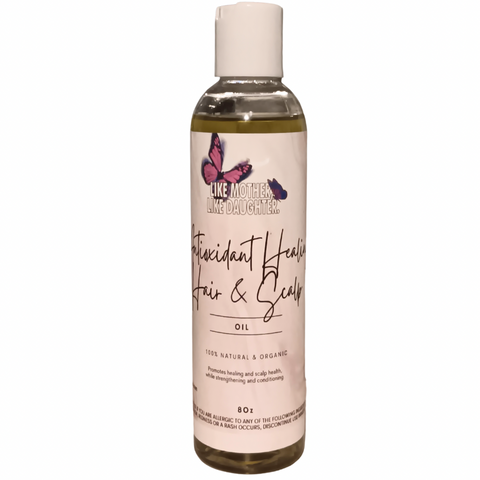  Antioxidant Healing Hair & Scalp Oil A natural Scalp and Hair Oil infused with Antioxidants that Promotes Healing and scalp health while Strengthening, Softening, Conditioning, Reducing Dandruff and Adding Shine w/Jamaican Black Castor Oil, while Targeting other Common Scalp Conditions.