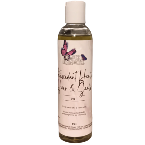  Antioxidant Healing Hair & Scalp Oil A natural Scalp and Hair Oil infused with Antioxidants that Promotes Healing and scalp health while Strengthening, Softening, Conditioning, Reducing Dandruff and Adding Shine w/Jamaican Black Castor Oil, while Targeting other Common Scalp Conditions.